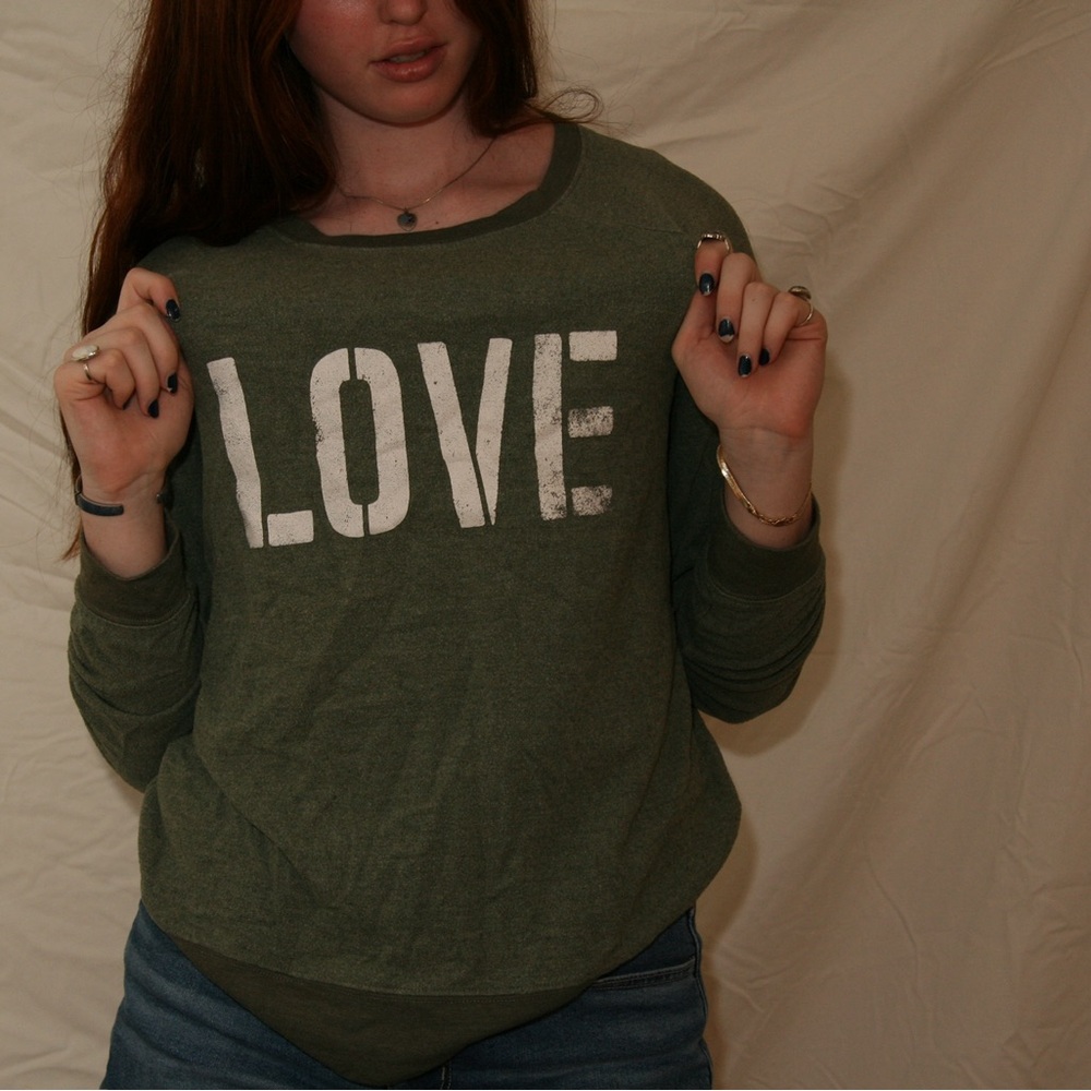 Grayson Threads Green LOVE Long Sleeve Sweatshirt with Lettering